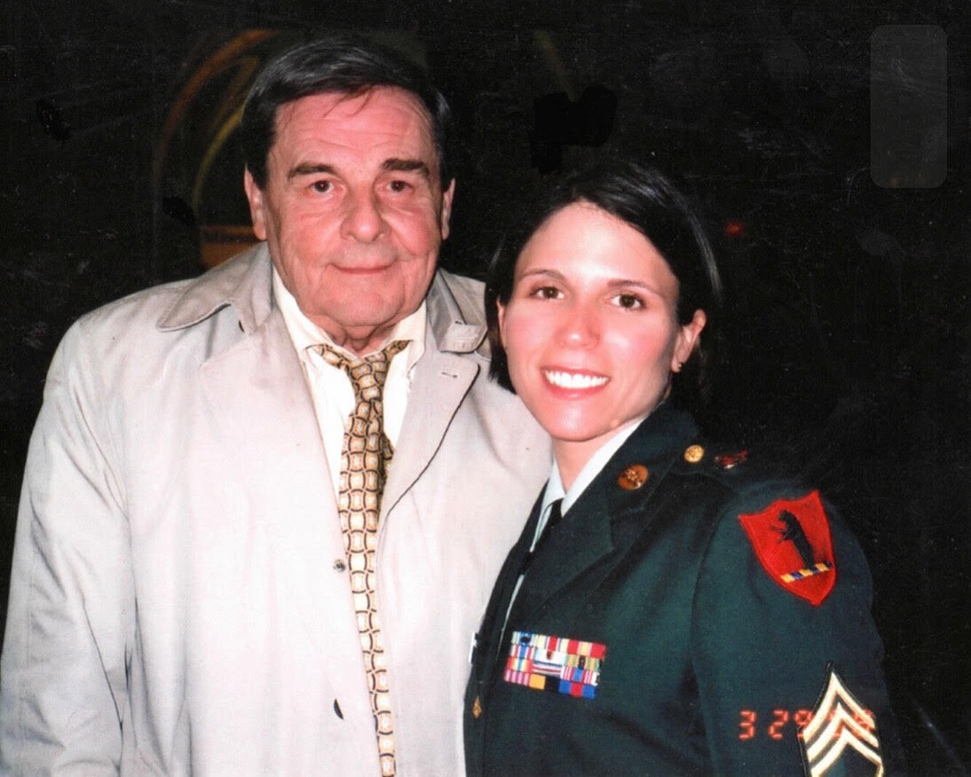 Barginear with stepfather, the late John Auble, at her graduation from OCS